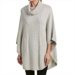 CAbi Glacier Cable Knit Poncho Gray Pullover Sweater Oversized XS‎ Cowl Neck